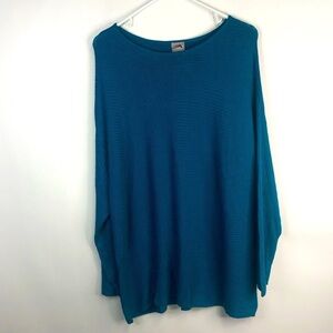 Chico’s turquoise blue long sleeve long sweater mixed stitches Size 3 (U…